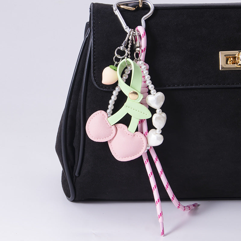Wholesale  cherry bag pendant resin fruit keychain